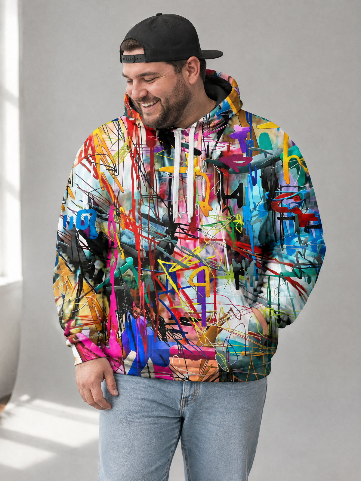 Paint Riot Hoodie worn in the studio
