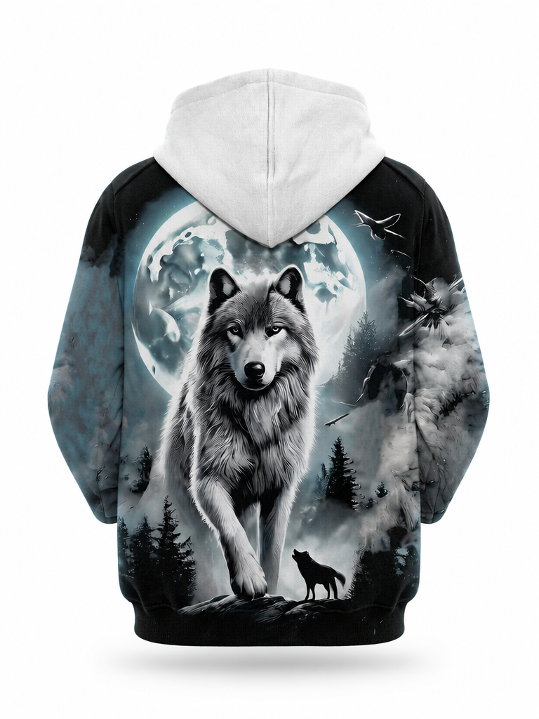Full Moon Wolf Hoodie – back