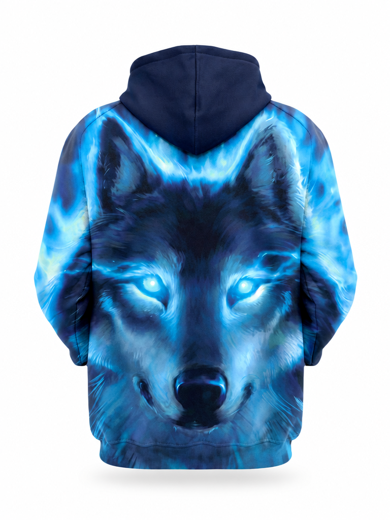 Blue Spirit Wolf Hoodie – back