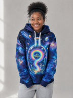 Rainbow Bottle Hoodie worn in the studio