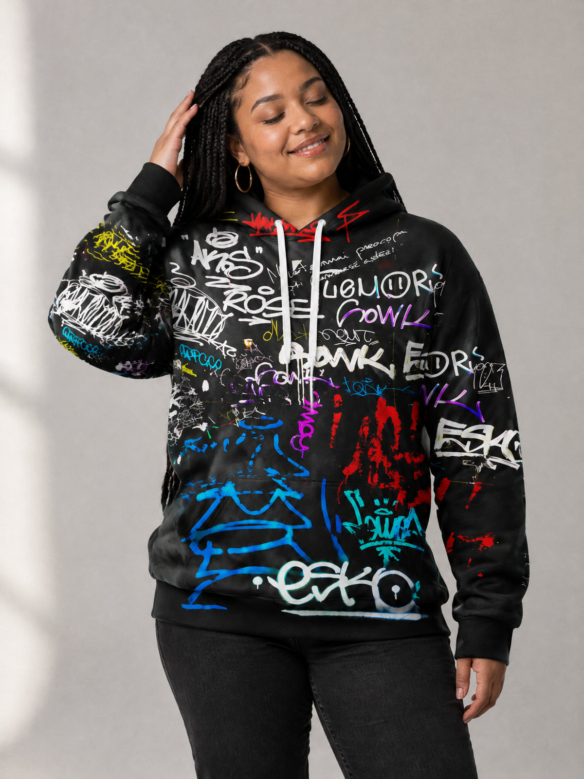 Tag Wall Hoodie worn in the studio