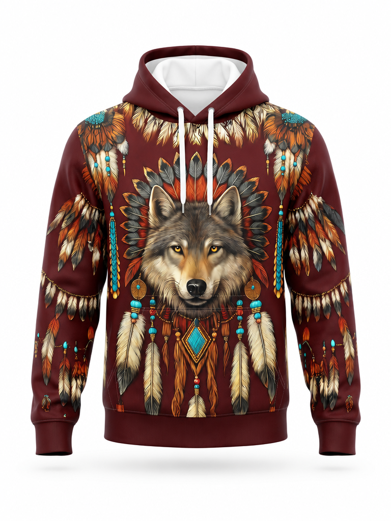 Feather Wolf Hoodie – front