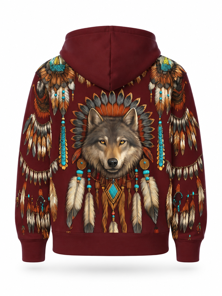 Feather Wolf Hoodie – back