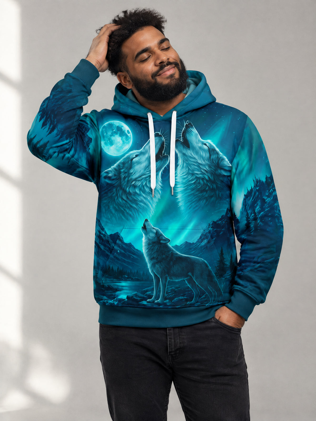 Aurora Howl Hoodie worn in the studio