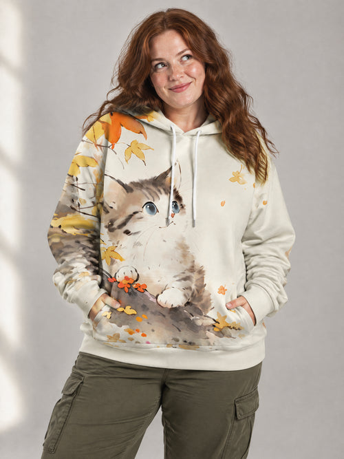 Autumn Kitten Hoodie worn in the studio