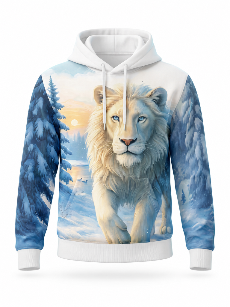 Snowfall Lion Hoodie – front