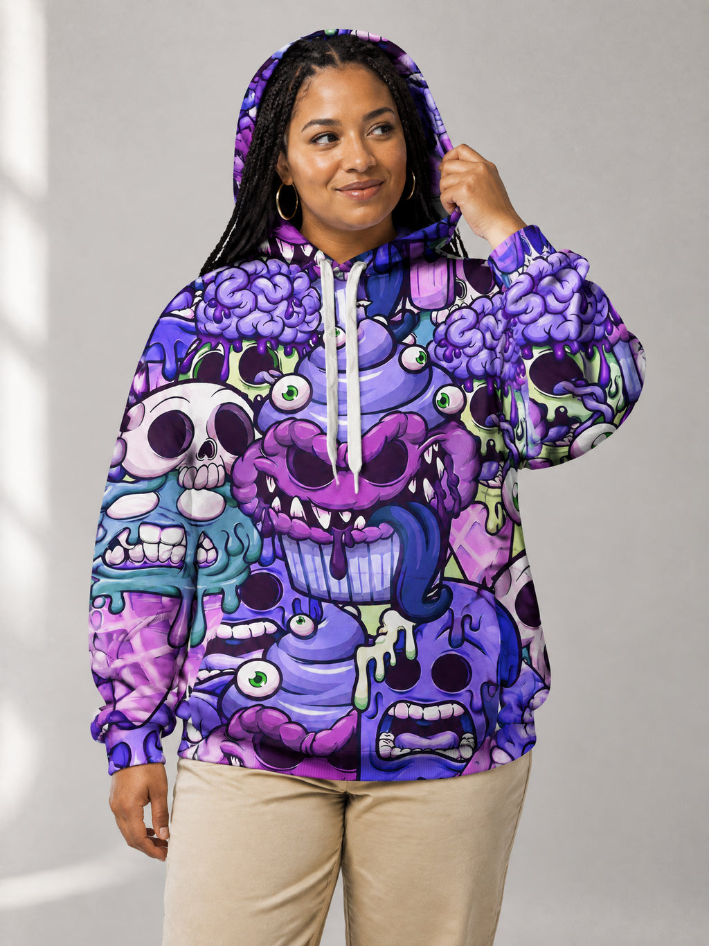 Monster Munch Hoodie worn in the studio