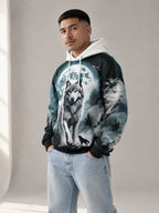 Full Moon Wolf Hoodie worn in the studio