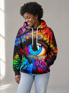 Kaleido Eye Hoodie worn in the studio