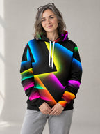 Neon Shards Hoodie worn in the studio