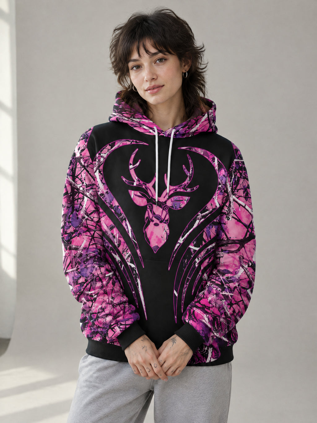 Wild Heart Hoodie worn in the studio