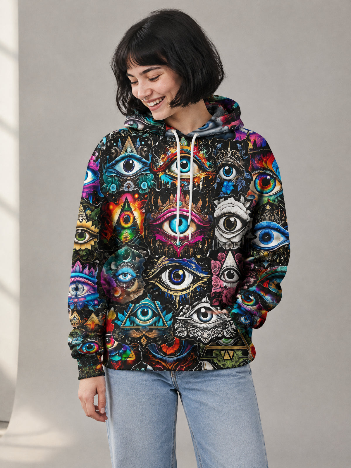 All Seeing Hoodie worn in the studio