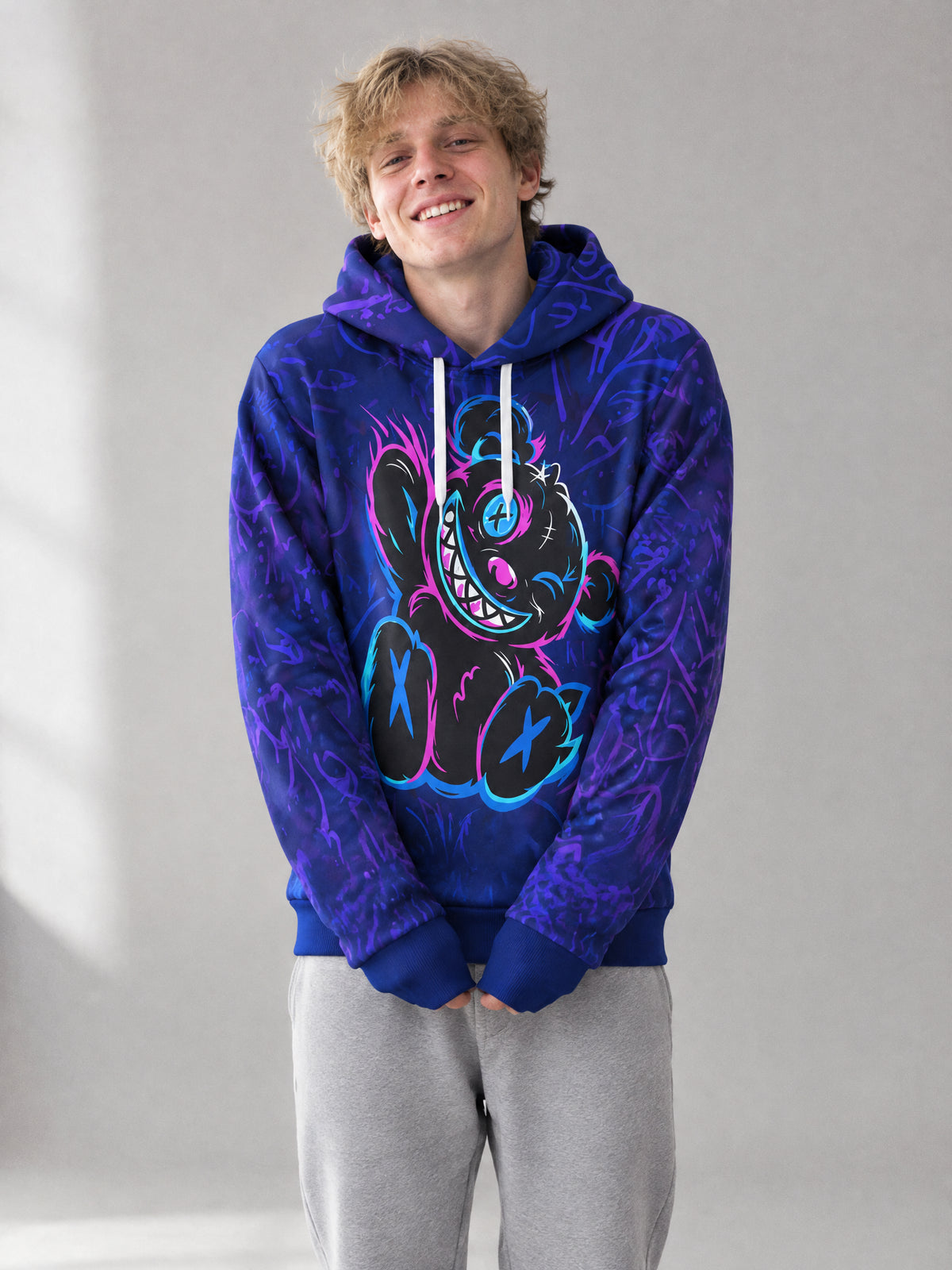 Bad Teddy Hoodie worn in the studio